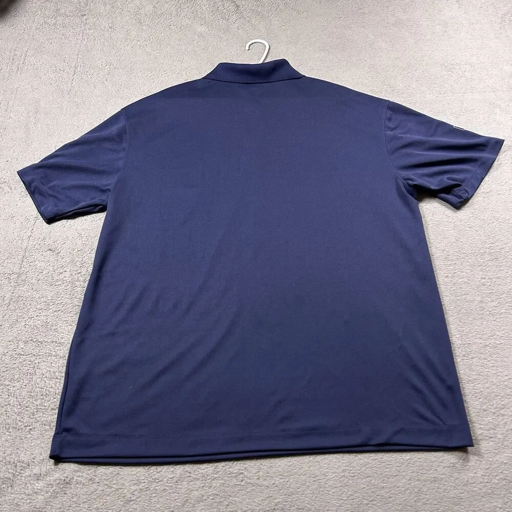 Nike Golf Polo Shirt Mens XL Navy Blue Dri-Fit Short Sleeve NLVWM Graphic